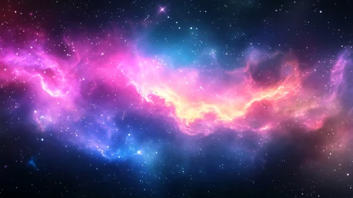 Nebula river of neon stardust curling across midnight space.