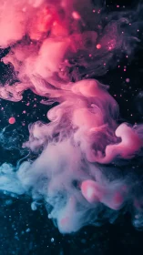 Neon magenta ink plumes swirling in deep cyan liquid space.