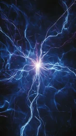 Radial plasma discharge with luminous electric filaments.