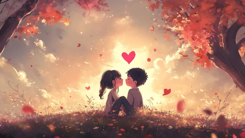 Two Hearts Bloom Beneath Autumn's Glowing Embrace