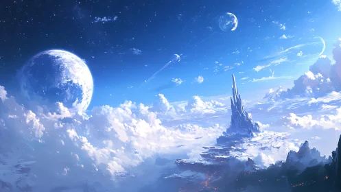 Skyborne citadel stitches starlit clouds into a new world
