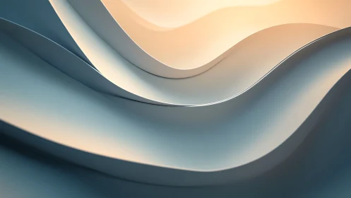 Curved metallic waves glow under soft gradient light.
