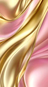 Soft golden and pink metallic waves flow in gentle harmony