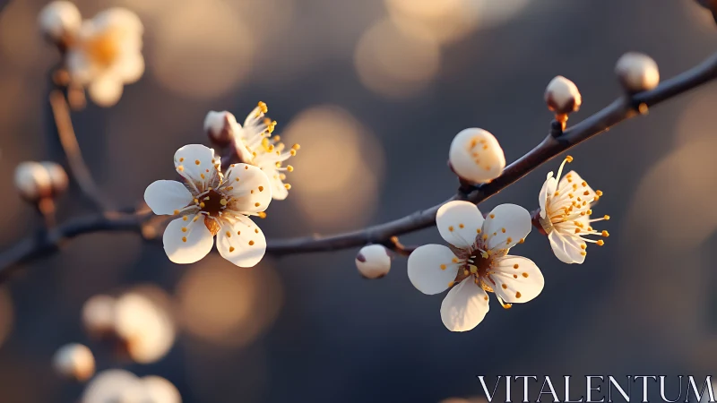 Spring Blossom Cascade: Luminescent Botanical Macro.