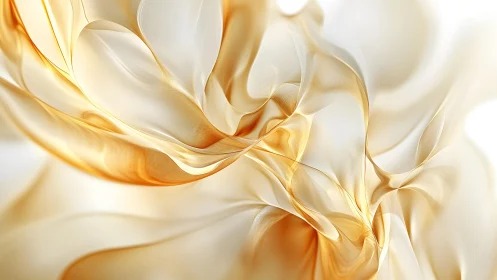 Elegant Golden Abstract Waves in Soft Flowing Art Style.