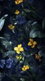 Nocturnal Garden Blooms Dance Through Shadowy Emerald Foliage