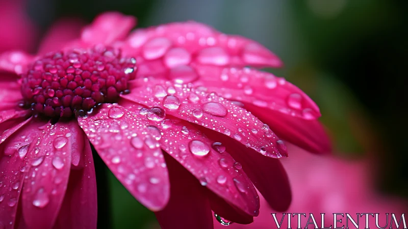 Pink Gerbera Daisy Glistening with Fresh Raindrops