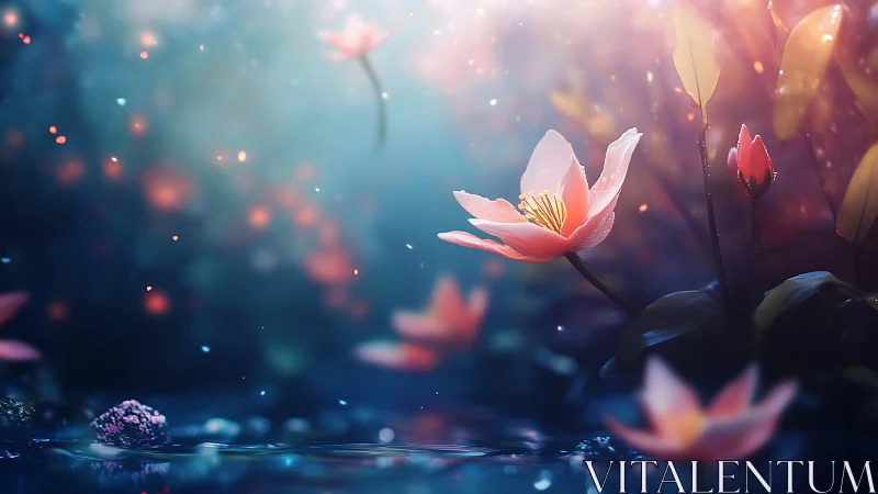 Luminescent Lotus Study: Digital Rendering of Bokeh Flora.