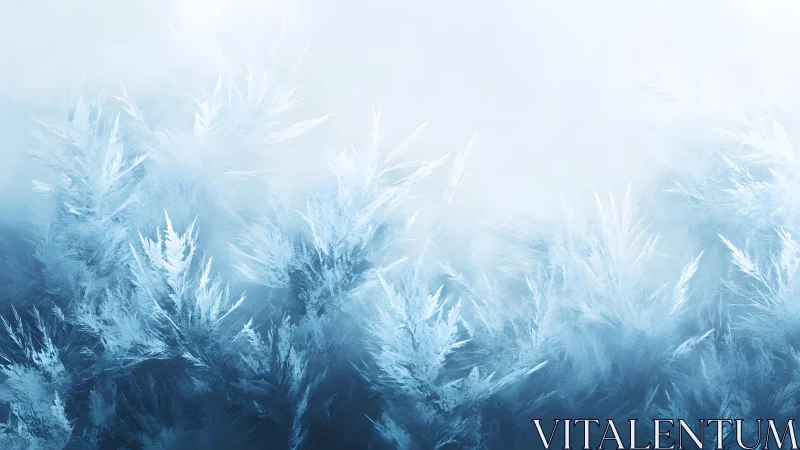 Delicate Frost Crystals on Glass in Soft Winter Light, Abstract Style.