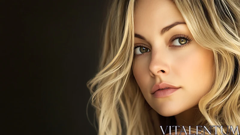 Golden haired portrait in soft edge-lit studio closeup.