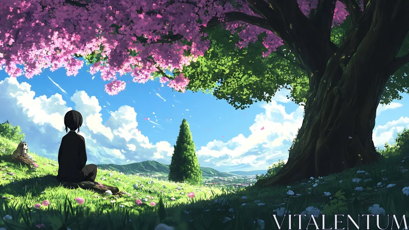 Silent daydream blooms beneath the towering cherry canopy