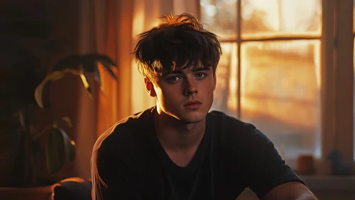 Cinematic digital portrait in golden hour rim lighting study.