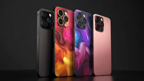 Multicolor Smartphone Display Series with Geometric Camera Array Design.