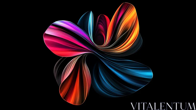 Parametric ribbon vortex forming multicolor luminescent bloom.