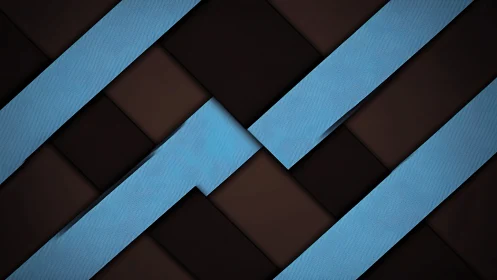 Interlocking blue ribbons create a bold geometric contrast