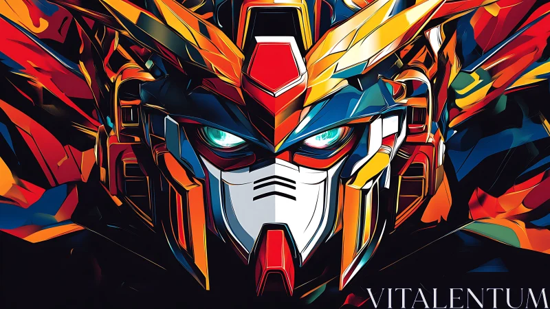 Vibrant mecha hero blazing with color and electric energy.
