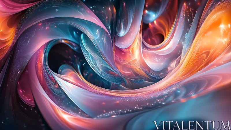 Swirling abstract light ribbons in vivid cosmic colors.