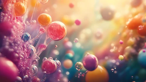 Chromatic microbubble suspension in luminous liquid field.