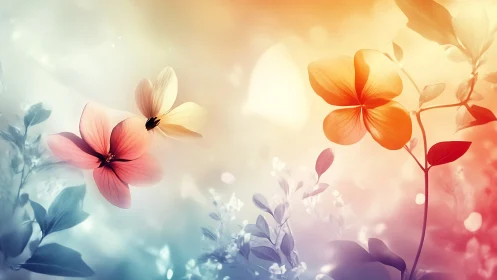 Delicate Flowers Dancing Through Soft Morning Light.