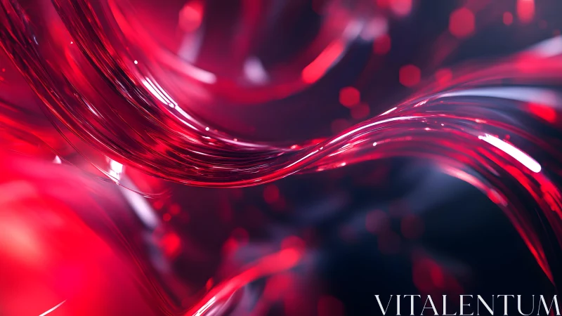 Abstract flowing red glass waves with glowing highlights, digital art.