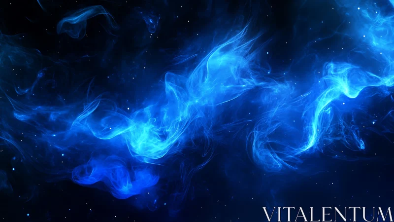 Nebula river of electric blue ghosts drifting in space.