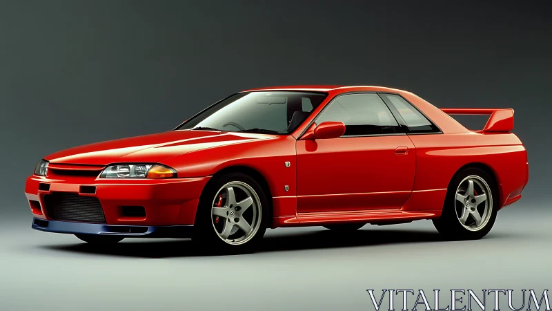 Iconic red sports coupe stands poised in a studio spotlight