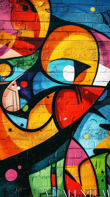 Vibrant geometric street mural with bold chromatic segmentation.