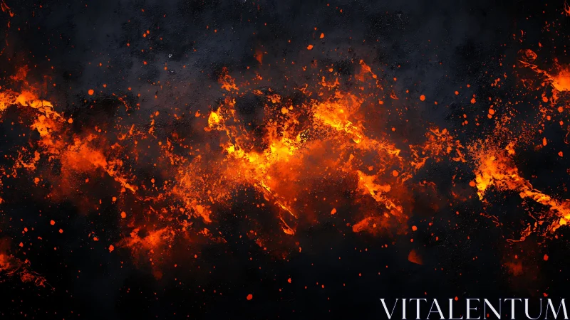 Dynamic Particle Combustion Field with Chromatic Heat Gradation.