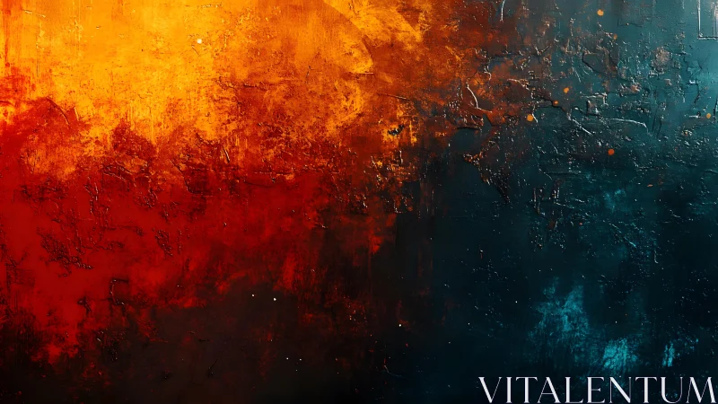 Fiery Abstract Texture with Vibrant Red, Orange, and Dark Blue Tones.