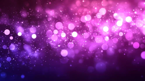 Abstract purple bokeh lights background with glowing orbs effect.