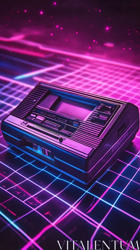 Neon lattice soundscape with retro cassette recorder hardware.