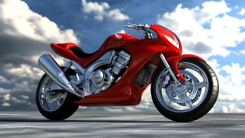 High-gloss red sport motorcycle rendered with reflective materials