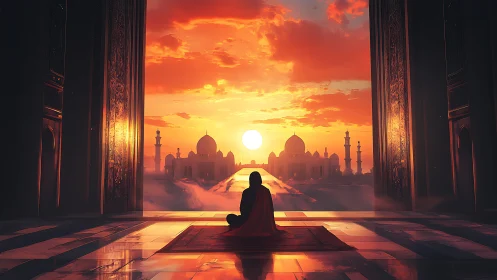 Sunlit sanctuary welcomes a lone figure into quiet wonder