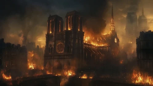 Medieval Cathedral Engulfed by Inferno.