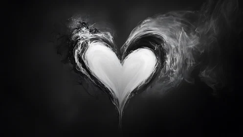 Ethereal Heart Emerges from Shadowed Smoke.