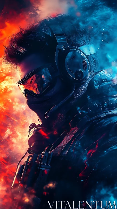 Tactical operator profile in dual-toned inferno and ice haze.