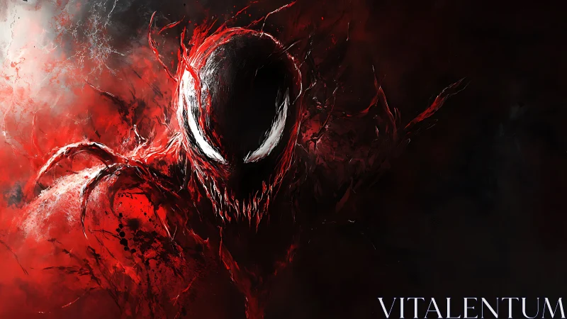 Sinister red symbiotic creature emerges from swirling darkness