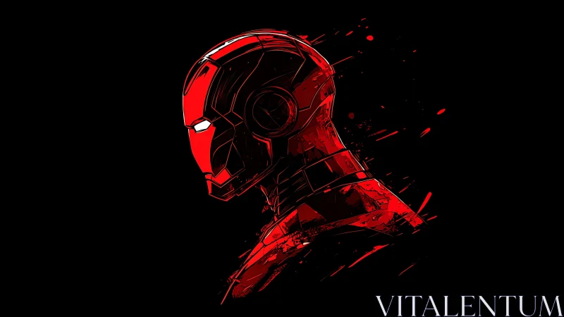 Bold red sci fi helmet glows with sleek futuristic power