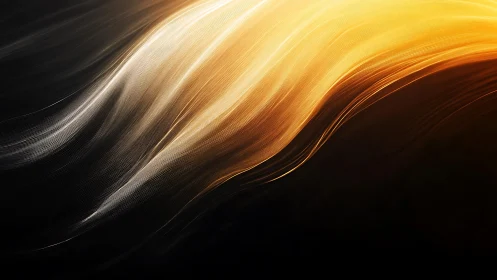 Flowing golden and silver light streaks on dark background.