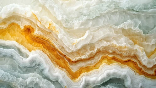 Layered mineral cross section shows translucent banded strata