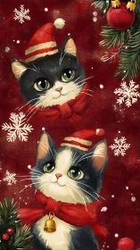 Yuletide Whiskers: Black Cats in Holiday Finery.