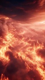 Celestial Inferno: Where Clouds Ignite Golden Fury Across Darkened Sky