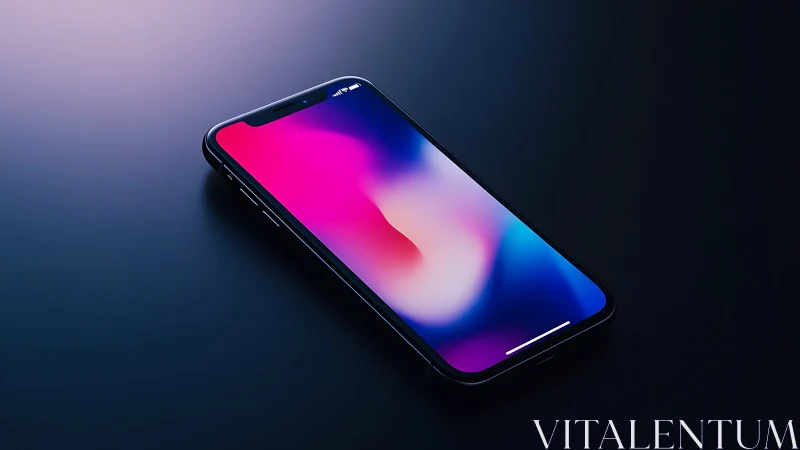 Modern smartphone with gradient display on dark background.