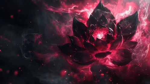 Celestial ember lotus blooms like a small supernova in smoke