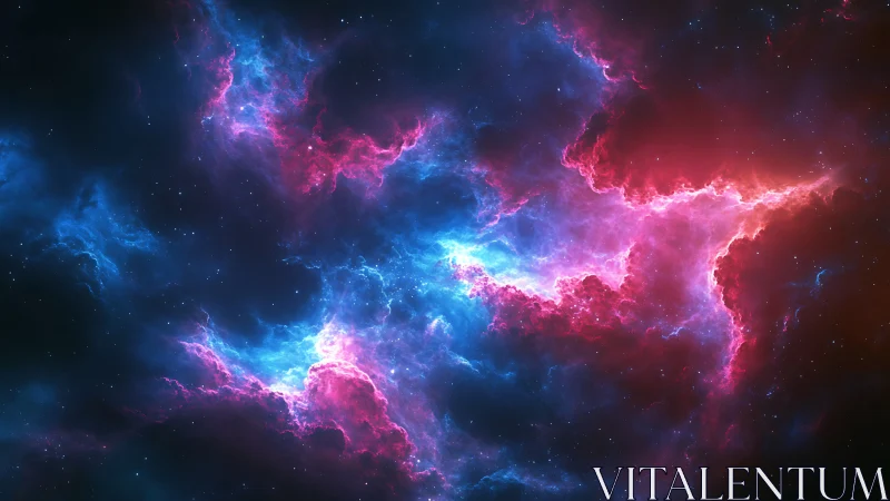 Colorful nebula cloud shows vivid blue and magenta ionized gas