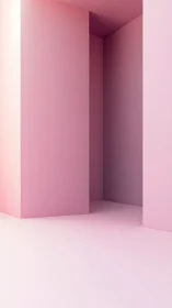 Soft pink corridors quietly fold space into tender geometry