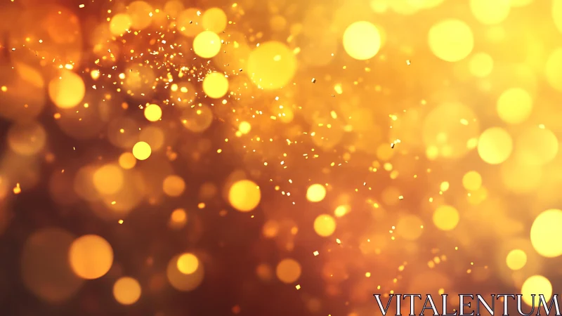 Glowing Golden Bokeh Lights Background in Festive Abstract Style.
