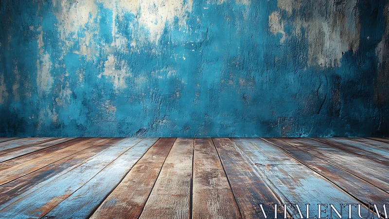 Weathered blue studio corner invites calm, creative moments