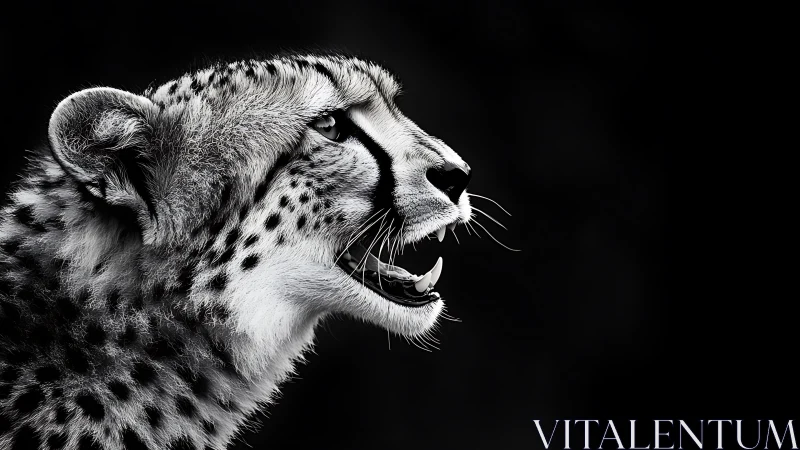 Quiet thunder of a cheetah’s gaze in bold monochrome.