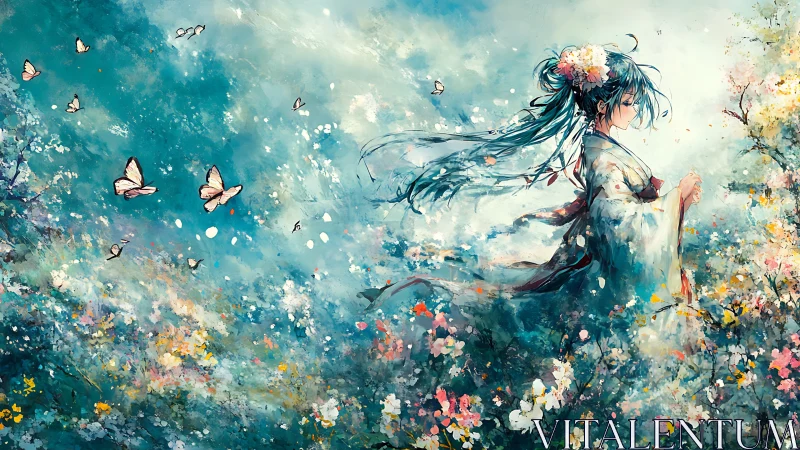 Butterfly garden wanderer drifting through painted spring.